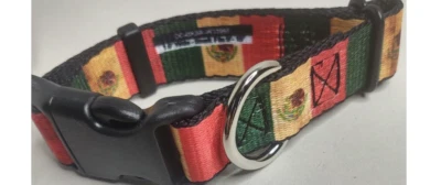 COLLAR DE PERRO con hebilla México 1" de ancho talla pequeña se adapta a cuello de 9"-15" (K1) ¡Nuevo! Foto 1 de 4