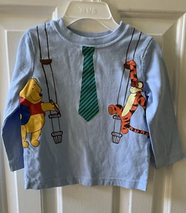 Disney Toddler Pooh And Tigger Long Sleeve Tee Blue Size 12 Months - Picture 1 of 5