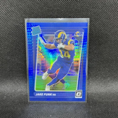 Jake Funk #295 Rated Rookie Blue Hyper Prizm 2021 Panini Donruss Optic Football  - Image 1 of 2