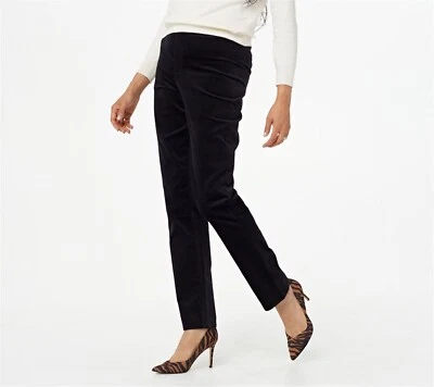 Pantalones de terciopelo Isaac Mizrahi Petite ajustados negros 24P nuevos sin etiquetas (496) Foto 1 de 2