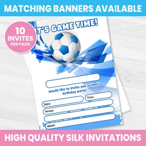 FOOTBALL BIRTHDAY PARTY INVITATIONS SOCCER BOY INVITES PACK - Picture 1 of 3