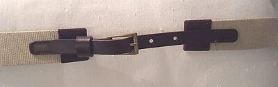BROOKS BROTHERS SZ LARGE BEIGE POLY w/BROWN LEATHER TABS BELT ITALY - Image 1 of 4
