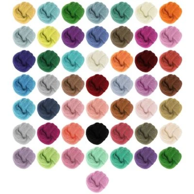 50 Colors Fibre Wool Roving For Needle Felting Spinningss DIY Craft Material Set - Image 1 of 4
