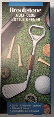 Abridor de botellas Brookstone para palos de golf con herrajes niquelados de calidad. Nuevo en caja Foto 1 de 2