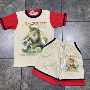 Boy’s/Kid’s VTG 90’s Sawasdee Thailand Elephant S/S T-Shirt & Shorts Size Large - Picture 1 of 6