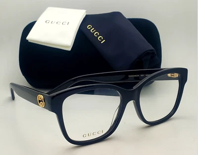 Новые прямоугольные очки для чтения GUCCI GG0038O 001 54-17 140 в черной оправе - Изображение 1 из 4