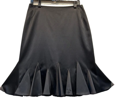 全新无标签 JS COLLECTIONS 黑色喇叭弹力拉链聚氨纶裙 10 免运费 — 第 1/4 张图片