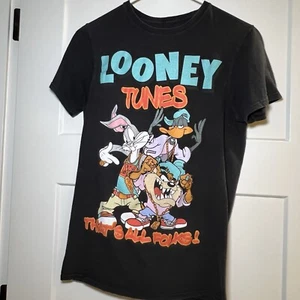 Camiseta Negra Looney Tunes Gangster Rap Hip Hop Joyería Cadenas Unisex Talla Pequeña - Imagen 1 de 5