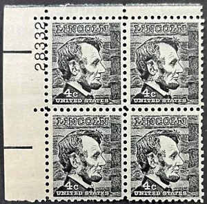 US Prom. Amer. Untagged, Scott 1282, 4c Abe Lincoln, Scarce P.B. of 4, MNH, VF - Picture 1 of 2