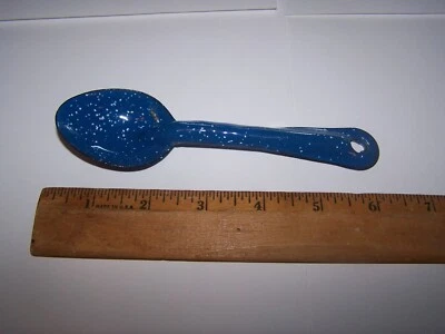 Vintage Blue & White Speckled Enamelware Spoon - Lot QQ - Image 1 of 2