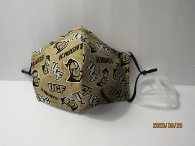 HAND MADE FABRIC FACE MASK COVERS  ADULT M.   UCF & SILICONE FACE GUARD - Image 1 of 4