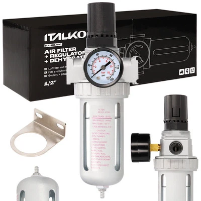 ITALKO 1/2" Druckluft Druckminderer Wasserabscheider Wartungseinheit Kompressor Filter