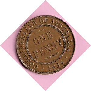 AUSTRALIA - 1934 KING GEORGE V ONE PENNY - Picture 1 of 2
