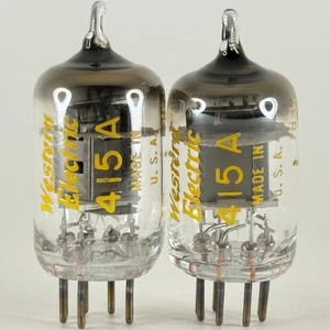 Tested Matched Pair 1970 Western Electric 415A Tubes Black Plates Codes 7026 - Picture 1 of 4