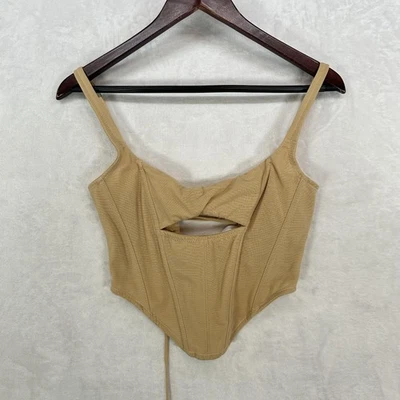Out From Under Corset Top Womens Small Beige Lace Up Cutout Crop Bustier - Image 1 of 4