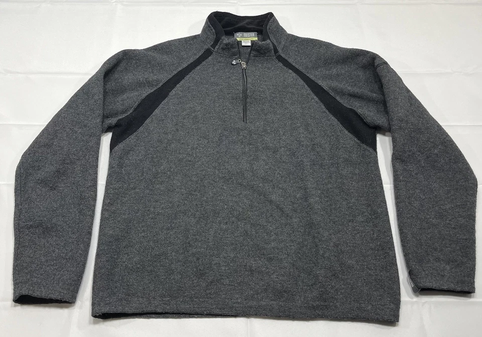 Suéter Pullover Meister Para Hombres XL Cuello Simulado 100% Lana Merino Gris Tejido 1/4 Cremallera Foto 1 de 4