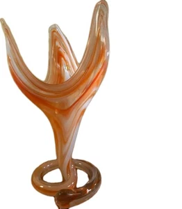 Sooner Art Glas Epergne Trompetenvase mit Spiralspulenfuß 9,75 Zoll - Bild 1 von 11