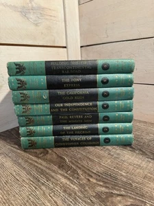 1950s Landmarks Of American History 7 Book Set Spencer Press Green - Picture 1 of 10