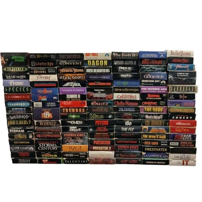 Horror Movie Lot Of 113 VHS Tapes Vintage Collection  - Image 1 of 4