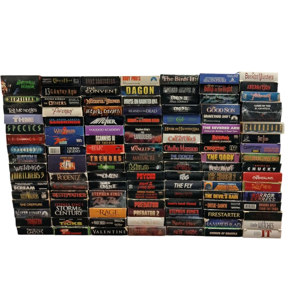 Horror Movie Lot Of 113 VHS Tapes Vintage Collection  - Image 1 of 4