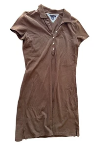 Tommy Hilfiger Womens Brown Polo Shirt Dress Size M Cotton Blend - Picture 1 of 6