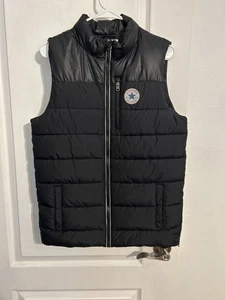 Chaleco acolchado negro Converse One Star para hombre X L cremallera completa logotipo - Imagen 1 de 5