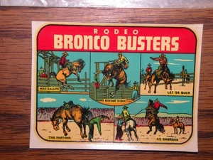 1948 Vintage Lindgren Turner Cowboy USA West Window Decal Rodeo Bronco Busters - Picture 1 of 6