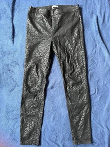 Black print stretch M&S Pull On Leggings, jeggings, Size 16 Long - Picture 1 of 6