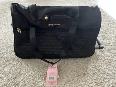 $200 Juicy Couture Duffel Bag XL Black Gold Trolly Handle Luggage Roller Bag NWT - Image 1 of 4