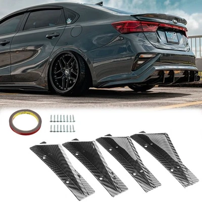 4x Carbon Look Rear Diffuser Trim Lip Splitter Shark Fins For Kia Forte Optima - Image 1 of 4