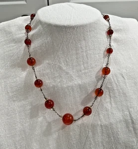 Antique Victorian sterling silver, crystals 16 inch necklace, spring closure - Picture 1 of 6