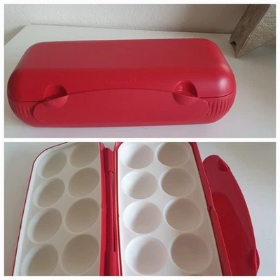 Tupperware Eier Box Kolumbus rot für 10 Eier - Brotzeit Box -  Maxi Twin - Bild 1 von 4