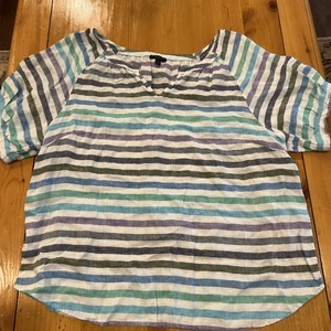 Talbots Linen Popover Size XL Rockport Stripe Boxy Lagenlook (92) - Picture 1 of 9