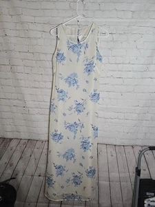 Vintage 90er DBY Kleid Gr. 9 blau Blumen Maxi Tie Back Y2K Fee Grunge Whimsigoth  - Bild 1 von 7
