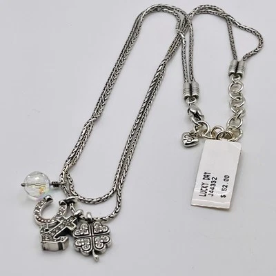Brighton Nuevo con Etiquetas Día de la Suerte Doble Cadena Dije Collar Trébol Herradura Ancla 18-20 Foto 1 de 4