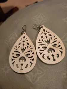 Teardrop Filigran Naturholz Paar Clip Ohrringe BOHO Western♡ - Bild 1 von 2