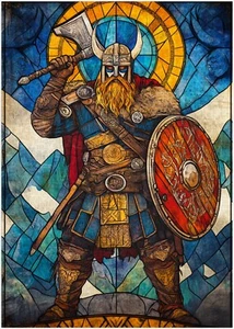 Rompecabezas de vitrales Viking Berserker 300/500/1000 piezas - Imagen 1 de 3