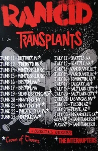 RANCID / TRANSPLANTS 2013 NORTH AMERICAN CONCERT TOUR POSTER - Logos Above Dates - Picture 1 of 1