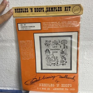 Vintage Needles ‘N Hoops Sampler Kit Freedom Sampler #191 Embroidery - Picture 1 of 4