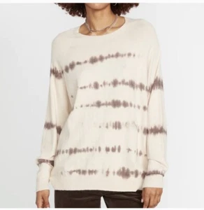 Volcom Women's Sweater I Dye 4 This Sweater - Sand Pullover Cardigan Large - Picture 1 of 5