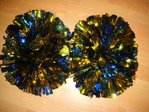 Calcio Basket Squadra Danza Ragazza Natale Cheerleader 2PomPom Blu Mix Oro - Foto 1 di 7