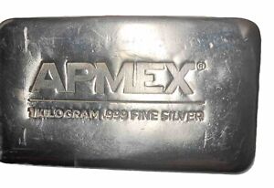 1 kilo Silver Bar - Cast-Poured APMEX .999 Fine Silver Bar FREE SHIPPING