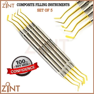 Relleno de compuesto dental punta dorada restauración plástico plano herramientas de laboratorio restauradoras - Imagen 1 de 7