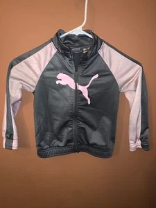 Puma Kid's Long Sleeve Full Zip Jacket Tiger Print Black Pink Size 4T Girls - Picture 1 of 5