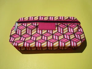 New Clinique zipper pink yellow white beautiful cute Makeup cosmetic bag pouch S - Picture 1 of 4
