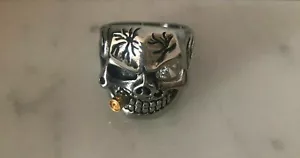 Kugel Smoking Silber Totenkopf Ring mit klaren Zirkonia Auge - Bild 1 von 3