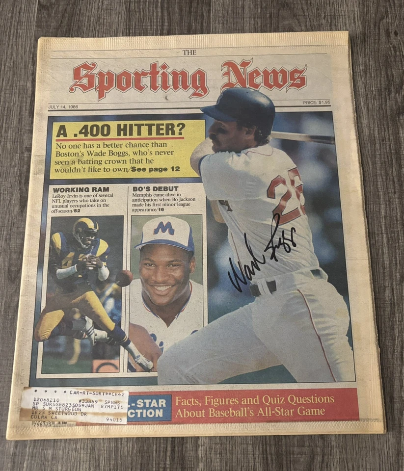 Wade Boggs 1986 Sporting News Signed AUTOGRAPHED BEAUTY Boston Red Sox - Image 1 of 2