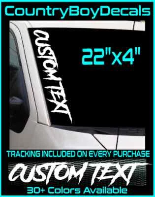 CUSTOM TEXT 22" Windshield Vinyl Decal Sticker JDM Diesel Truck Car Turbo Boost  - Image 1 of 3