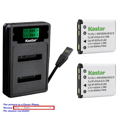 Cargador USB Kastar Batería LZD2 para Rollei Compactline 390 SE 390SE 412 CL-103 Foto 1 de 4