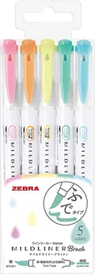 Highlighter Mildliner Brush Honnori Fluorescence Color 5 Colors Set, WFT8-5C - Picture 1 of 3